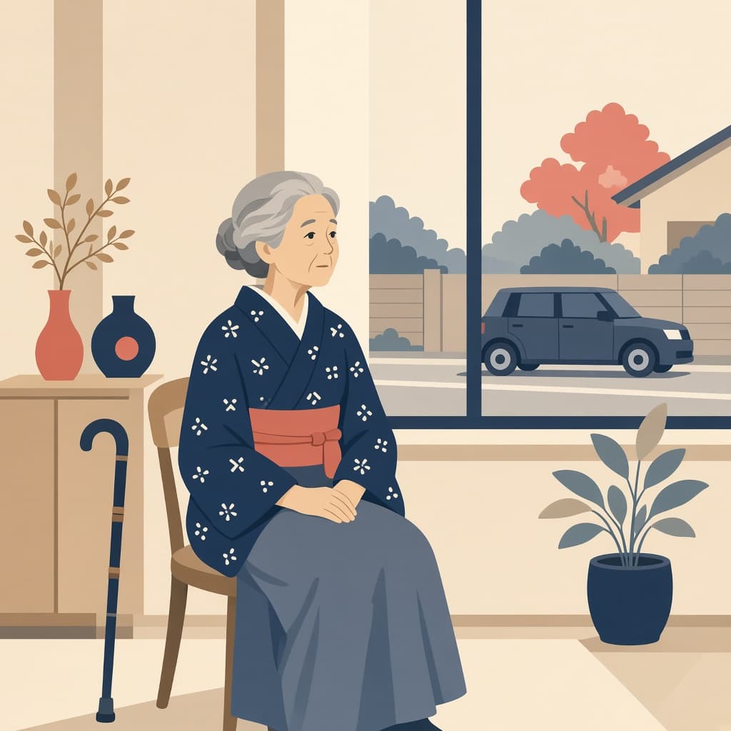 外出が難しいお客様がご自宅で相談するイラスト
