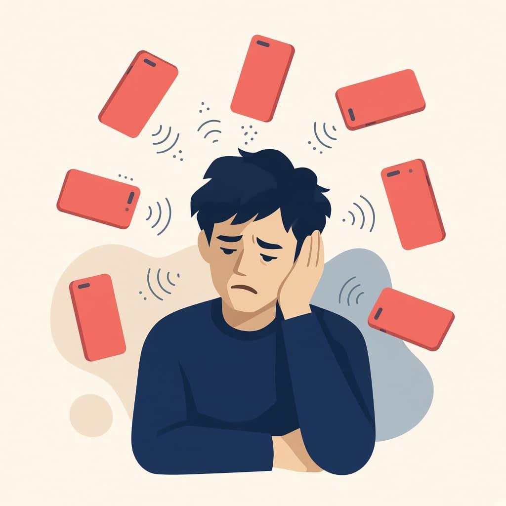 しつこい営業電話に困っているお客様のイラスト